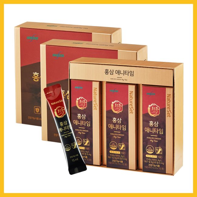 Nature Set Red Ginseng Anytime 60 Sticks (60 Days Supply, 3 Boxes) 6 Years Old Red Ginseng Ginsenoside 8mg