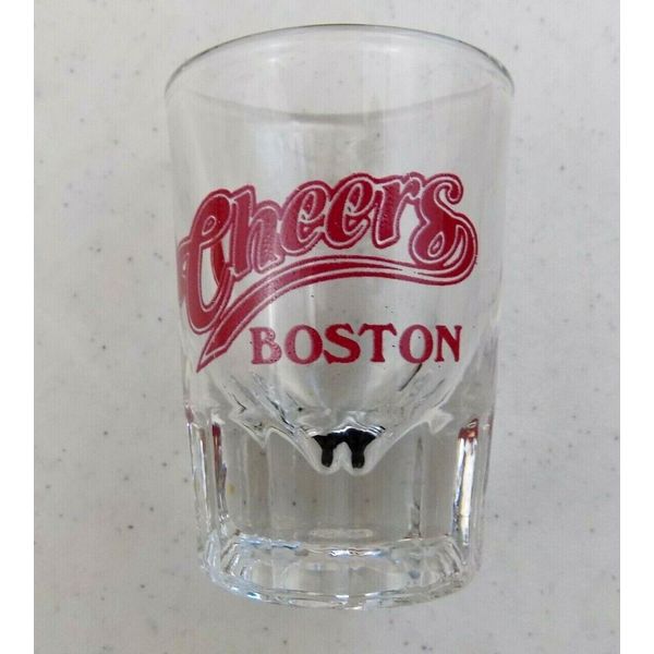 Cheers~Boston~Massachusetts~Bar~TV~Heavy 3" Shot Glass~Collectible~Red Lettering