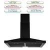30 Inch Kitchen Range Hood Wall Mount 350 CFM Vent Mechanical Control Black New