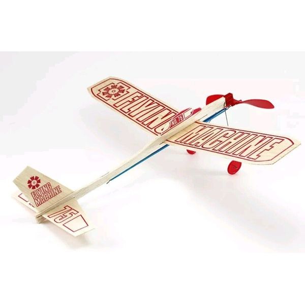 Wood toy Airplane Guillow's propeller powered Flying Machine. 17"wing span balsa