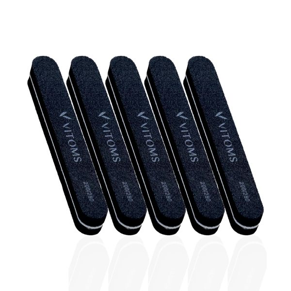 VITOMS Nail File, Nail Polish, Sponge File, Set of 5, Men's, Black (with Storage Pouch), Nail Care (BLACK)