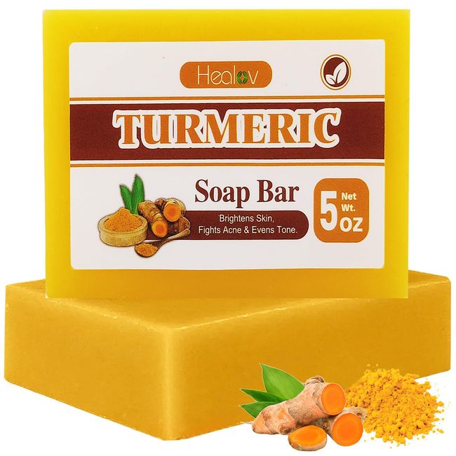 Turmeric Soap Bar for Hyperpigmentation – Turmeric Skin Brightening Soap for Dark Spots, Intimate Areas, Underarms – Turmeric Face Wash Reduces Acne, Scars & Cleanses Skin – Turmeric Face & Body Wash