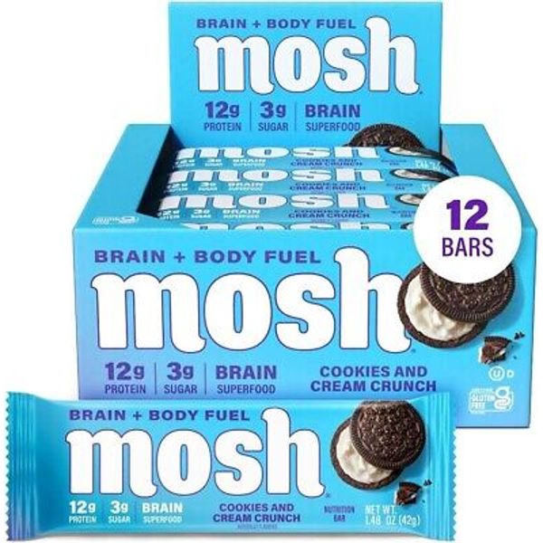 MOSH Cookies and  CreamCrunch Protein Bars Gluten Free Brain Health