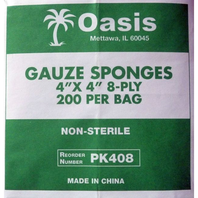 Cotton Gauze Sponges, 4" X 4", 8 Ply, Non-sterile, 2000/Case