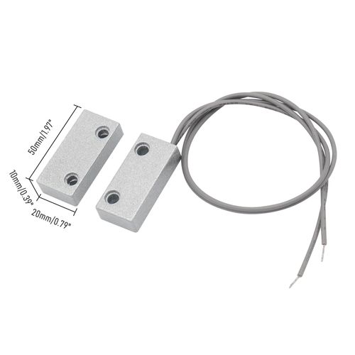 FOCMKEAS Magnetic Reed Switch Wired Surface Mount Normally Open/Closed NC/NO Contact Sensor Alarm Magnetic Door Switch with 3 Wires, Zinc Alloy Sliver, MC-52
