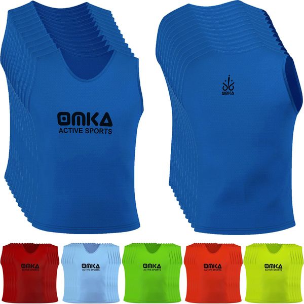 OMKA 12 Stück Fußball Leibchen Trainingsleibchen Markierungshemd Fußballleibchen für Kinder Jugend und Erwachsene, Königsblau, Senior (L)