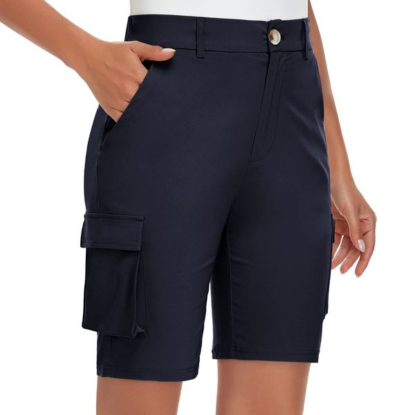 Soneven Bermuda Shorts Damen XL Bermuda Shorts Leicht mit Knopfleiste, Elastisch Bund, Verfügbare Gürtel