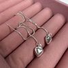 Sterling Silver Heart Pull Through Box Chain Earrings