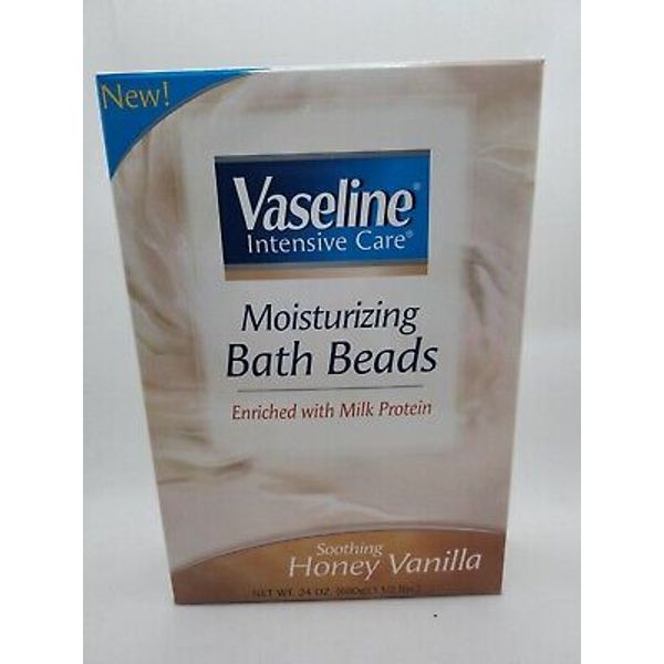 New VASELINE Honey Vanilla Intensive Care Moisturizing Bath Beads Soothing 24 oz