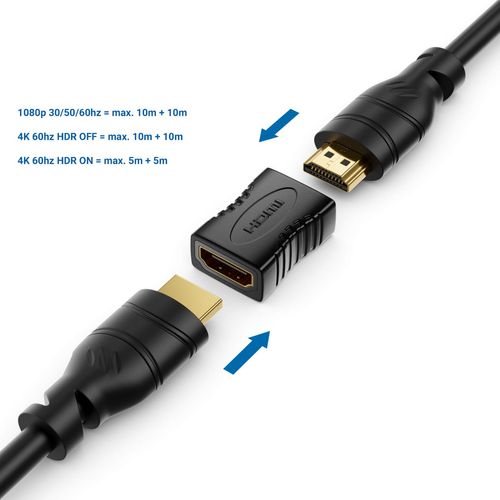 deleyCON HDMI Coupling (HDMI Female to HDMI Female) HDMI Extension Connector Full HD 4K HDR ARC for TV Monitor Projector PC Laptop Notebook PS4 PS5 Xbox Pack of 2