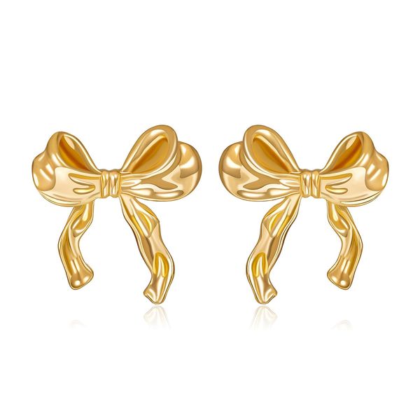 Gold Sliver Bow Earrings for Women Cute Ribbon Earrings Gold Silver Bow Knot Earring Bow Stud Earrings Birthday Party Jewelry Christmas Gifts for Women Girls