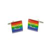 Best Man Rainbow Wedding Design Square Cufflinks, Presented in a Personalised Engraved Box