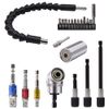 Flexible Drill Bit Extension Set & Universal Socket Tool, Bendable Drill Bit Extension, 3pcs Drill Bit Holder, 1/4 3/8 1/2" Universal Socket Adapter Set, 105° Right Angle Drill, Screwdriver Bit Kit