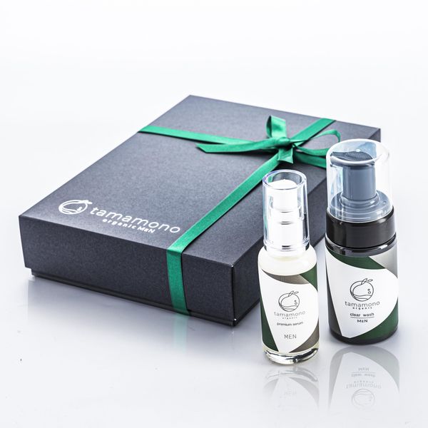 Tamamono Organic MEN Skin Care Gift for Men 2 Types Boxed Ribbon Wrapping Organic