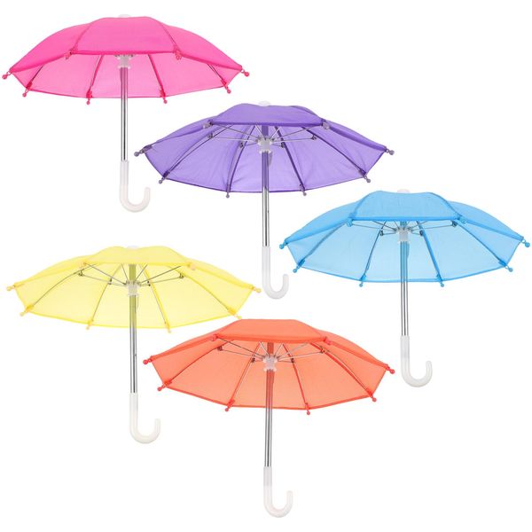 Toyvian 5Pcs Mini Umbrella Toy Plant Umbrella Shade for Potted Plants Mini Parasol Simulate Unbrellas Prop Doll Umbrellas Decors for Craft, Mini Umbrella for 18 Inch Doll