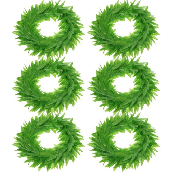 WILLBOND 6 Pieces Tropical Fern Leaf Headband Hawaiian Tropical Leis Headband Knitted Fabric Toga Headwear Leaf Crown