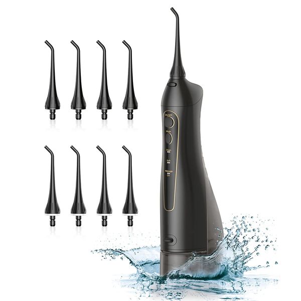 Oral Purifier, Oral Washer, Jet Washer, Intraoral Washer, Water Pick, Water Floss, 10.1 fl oz (300 ml), 8 Replacement Nozzles, 3 Modes, USB Charging, IPX7 Waterproof, Interdental Jet Cleaning,