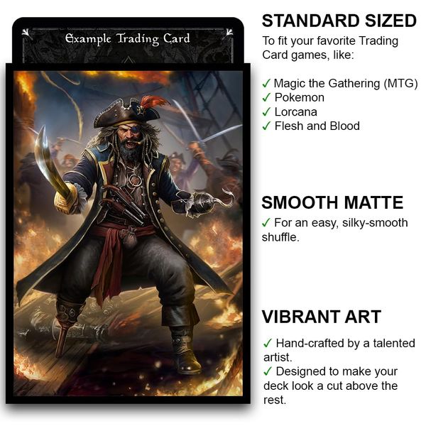 Fantasy North - Roger Vancliffe - Merciless Captain - 100 Smooth Matte TCG Trading Card Sleeves - Pirates - Fits Magic MTG Commander Pokemon and other Card Games - Playing Card Sleeves