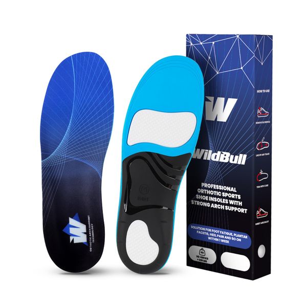 WildBull,Plantar Fasciitis Insoles for Men -Women, Orthotic İnsoles, Arch Support Insoles, Orthopedic Flat Feet Heel Pain Shock Absorption Sports Insoles (S (W6.5-8))