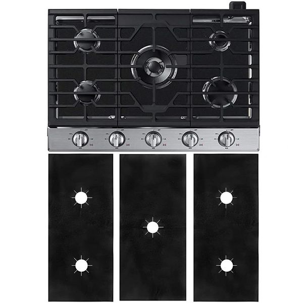 IIF Gas Stove Burner Covers Universal Gas Stove Protectors, 5 Holes Protectors Reusable Heat Resistance Gas Range Non-Stick Washable Stove Top Protectors Liners Fast Clean Kitchen Cooking