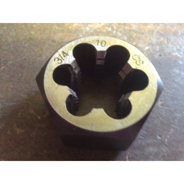 3/4"-10 CARBON STEEL HEXAGONAL RE-THREADING DIE