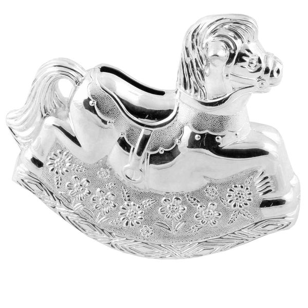 Christening Gifts. Girls Silver Rocking Horse Money Box