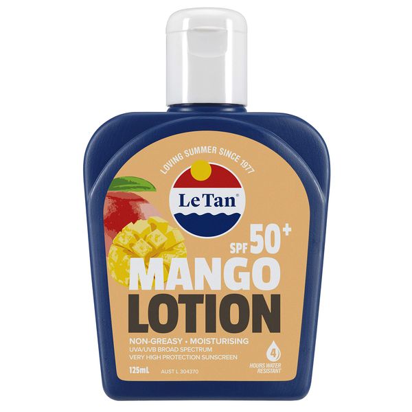 Le Tan SPF 50+ Sunscreen Lotion Mango Sunscreen Lotion, 4.1 fl oz (125 ml)