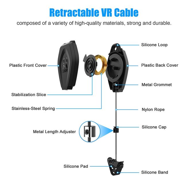 6PCS VR Headset Cable Management System Retractable VR Cable