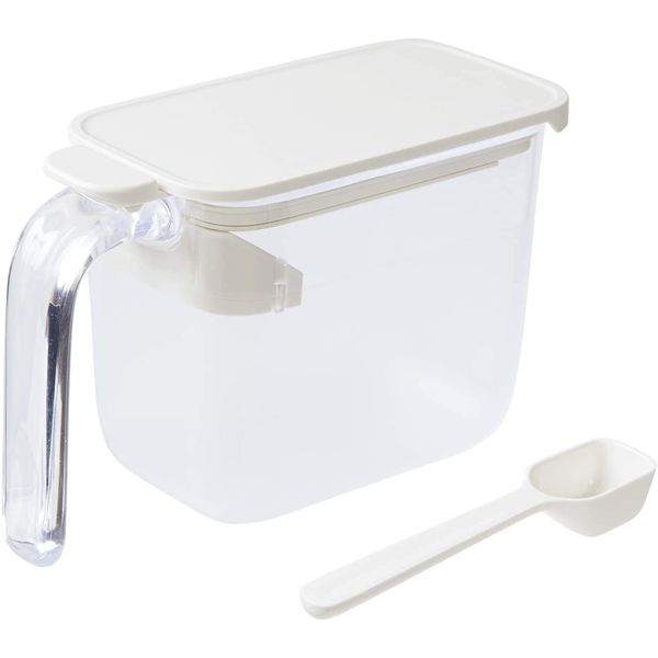 Marna K736W Condiment Pot with Spoon (White) Condiment Container with Seal, Moisture Prevention, Salt and Sugar Container (Good Lock Container)