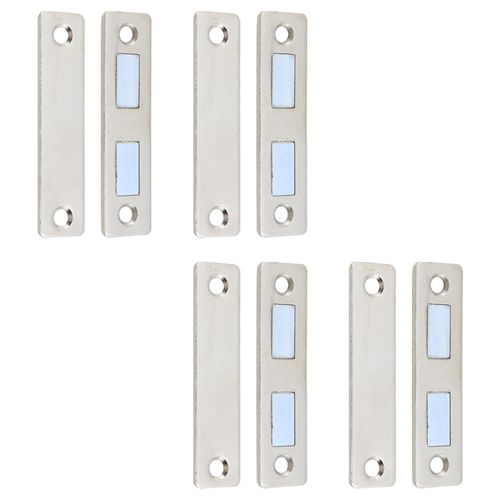 Tsnamay 4 Pack Door Invisible Cold-Rolled Steel Magnetic Cabinet Latch Thin Invisible Self-Closing Door Cabinet Buckle for Closing Closet Door, Silver