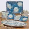 Playa Shells 16-Piece Coastal Dinnerware Set Service for 4 – Ceramic Plates, Bow