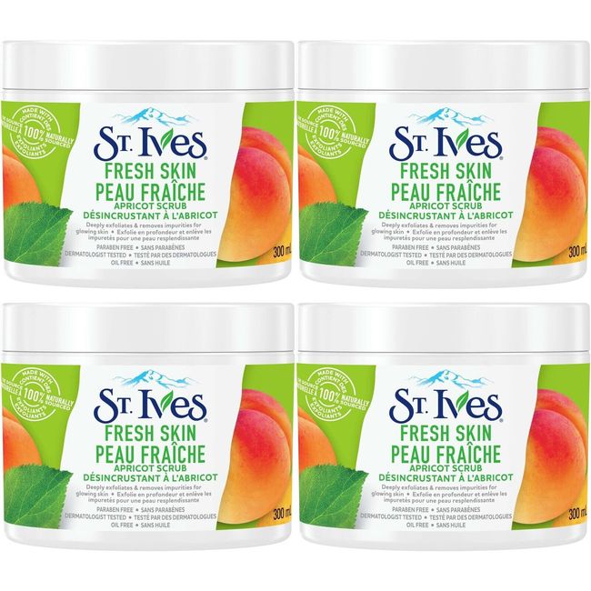 4x St. Ives Fresh Skin Exfoliating Apricot Scrub 10oz / 300ml