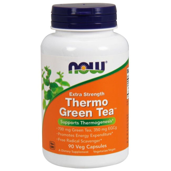 NOW Foods Thermo Green Tea Extra Strength, 700 mg, 90 Veg Capsules