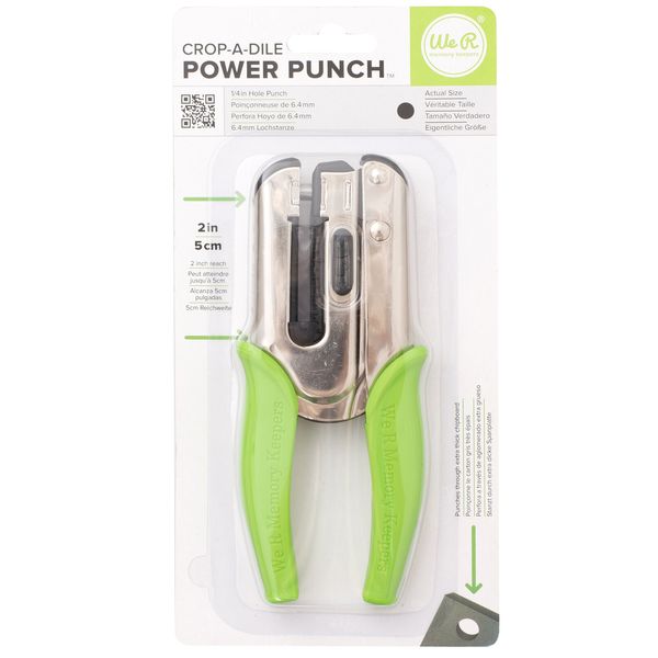 We R Memory Keepers, Crop-A-Dile Power Punch, Green, Comfort Handle, for .25" Holes, Crafting and Scrapbooking Tool, Compatible for Most Tin, Metal, Craft Paper, Leather, Fabric and More