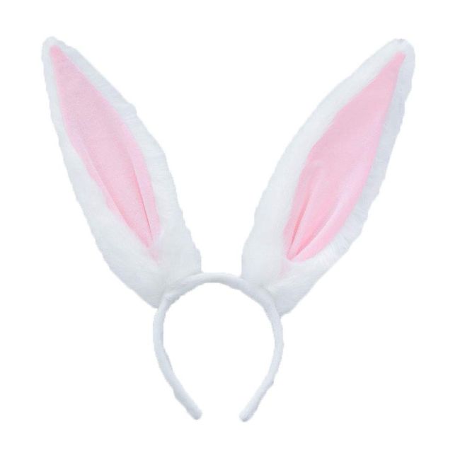 Bunny Ears Headband,Plush Hair Accessories for Women Girls Cute Rabbit Ears Headbands (Pink White)