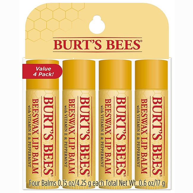 <br> Burt&#39;s Bees Beeswax Lip Balm value 4pack Burt&#39;s Bees Lip Balm 4-piece set Lip balm for moisturizing lips