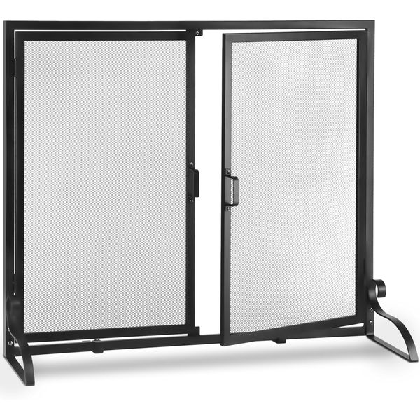 Fireplace Screen with Doors 2 Pannel Handcrafted Solid Wrought Iron Decorative F