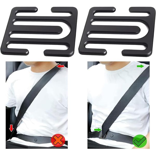 Car Seat Belt Clips Adjuster Seatbelt Universal All Auto Models, Metal Seat Belt Clip,Car Metal Seatbelt Clip, Locking Clip Safety Seat Belt Shoulder Stopper Buckle for Adults, Kids, Man (BLACK)