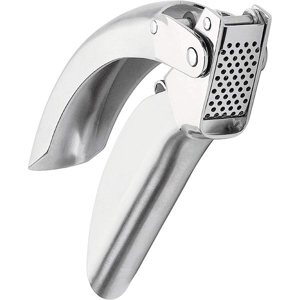 Kuhn Rikon Epicurian 6.5-Inch Garlic Press, Stainless Steel, Silver