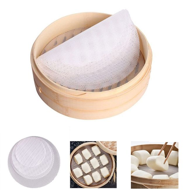 Steamer Food Grade Silicone, Steamed Bun, For Cooking Dim Sum, Steamed Cloth, Food Grade Silicone, Heat Resistant, Washable, Can Be Used Repeatedly, 3 Pieces, Scraper Included (7.9 inches (20 cm)