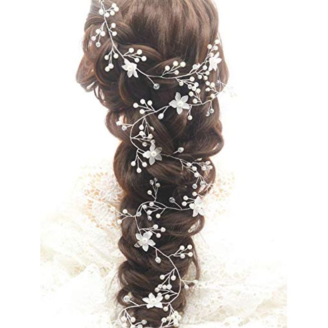 Chargances Wedding Bride Floral Red Headband Crystal Gold Hair Vine with  Pearl Rhinestone Hair Accessory Boho Delicate Hair Piece Jewelry for Women