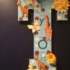 Personalized and customized child initial with name, nursery colors and theme. Under $25. Child gift