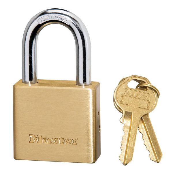 Master Lock 575EURD Thick Brass Body Padlock with Key Ideal to Secure Gates, Fences, Sheds, 70 x 38 x 20 mm, Gold