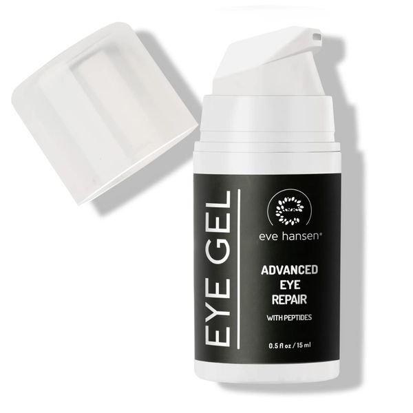 Eve Hansen Anti-Aging Eye Gel with Peptides | Under-Eye Treatment Cream for Eye Bags, Dark Circles | Plant Stem Cells, Hyaluronic Acid, Vitamin E | Cruelty Free, Vegan, Made in USA .5 oz