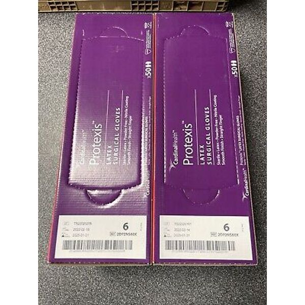 2 Boxes Cardinal Health Protexis Latex Surgical Glove Powder-Free 100 Pairs SZ 6