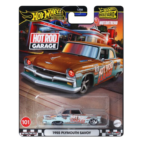 Hot Wheels Boulevard Hot Rod Garage, 1955 Plymouth Savoy Die-cast Car, 1:64 Scale Model