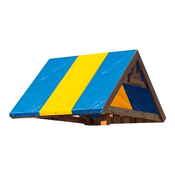 Squirrel Products Tarp Canopy Shade Replacement for Playgrounds & Swing Sets, Blue & Yellow Playhouse Tarp Roof for Outdoor Playsets, 52 in x 89 in