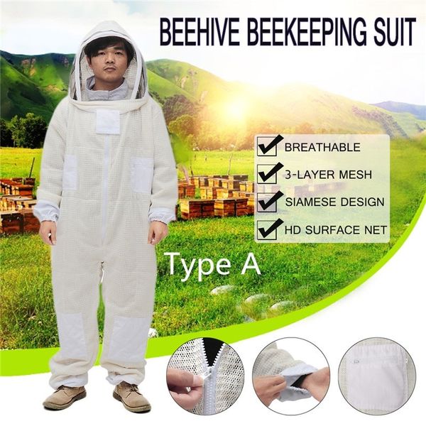 Full Body Beekeeping Suit Professional Protective Beekeeper Supplies Veil Hood Breathable Comfortable All Body Equipment, XXL