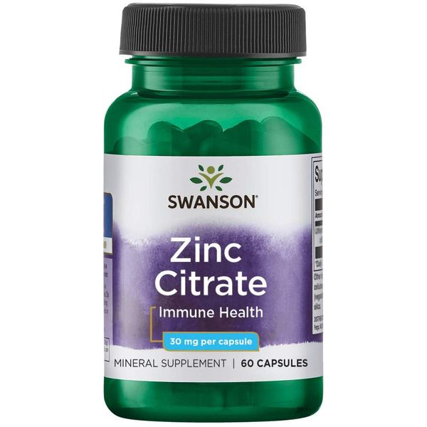 Swanson Zinc (Citrate) 30 Milligrams 60 Capsules