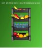 Vegetable Rack with 4 Tier Shelf - Rattan Effect Plastic - Grey/Black - Stackable Kitchen Rack for Vegetables, Supplies & More